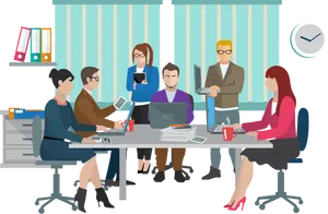 Business Team Meeting Discussion Office Setting PNG Image