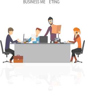 Business Team Meeting Discussion PNG with transparent background