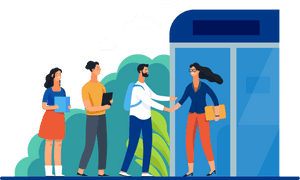 Business Team Meeting Outside Office Building.png PNG image with transparent background