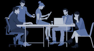 Business Team Meeting Silhouette PNG image with transparent background