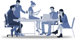 Business Team Meeting Silhouette PNG Image