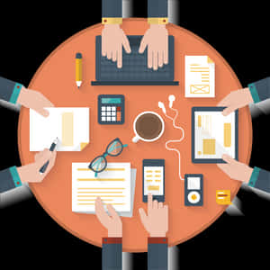 Business Team Working Together Top View PNG with transparent background