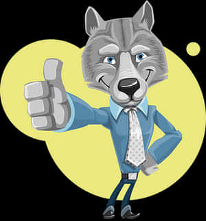 Business Wolf Thumbs Up Cartoon PNG image with transparent background
