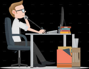 Businessman At Desk Animated PNG image with transparent background
