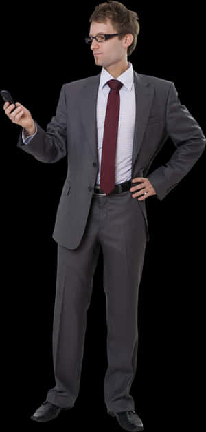 Businessman Checking Phone PNG image with transparent background