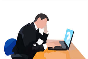 Businessman Contemplating Questionat Computer PNG image with transparent background