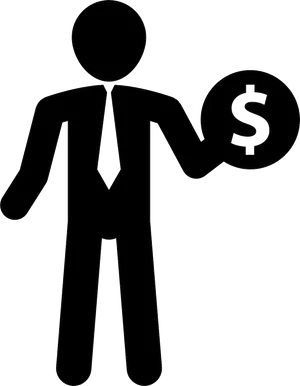 Businessman Holding Dollar Sign Icon PNG Image