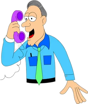 Businessman On Phone Cartoon PNG Image