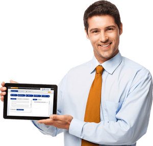 Businessman Presenting Tablet PNG image with transparent background