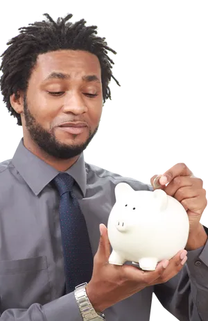 Businessman Saving Money Piggybank PNG Image