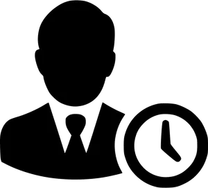 Businessman Silhouettewith Clock Icon PNG Image