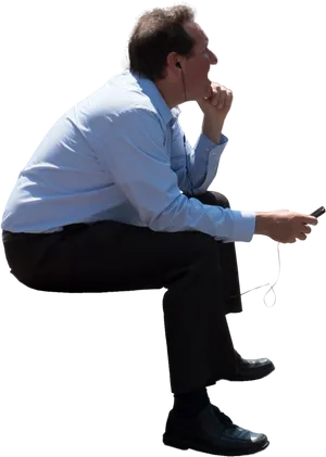 Businessman Sitting Invisible Chair PNG Image