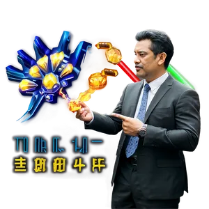 Businessman With Energy Gauntlet PNG Image