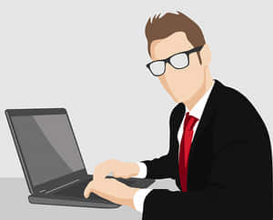 Businessman Workingon Laptop PNG image with transparent background