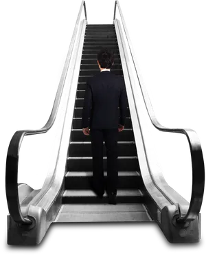 Businessmanon Escalator PNG Image