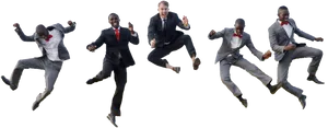 Businessmen Jumping In Suits PNG Image