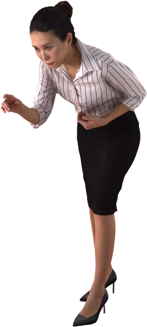 Businesswoman Leaning Forward Pose PNG Image