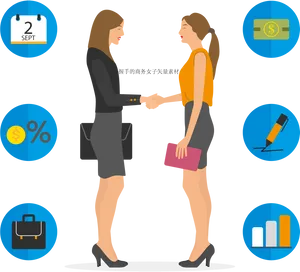Businesswomen Handshake Agreement PNG Image