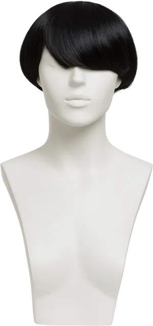 Bust Mannequinwith Black Wig PNG Image