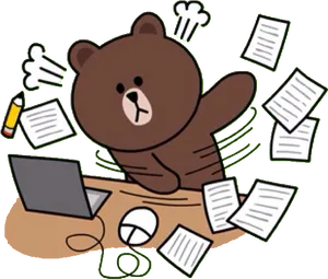 Busy Bear At Work Illustration PNG Image