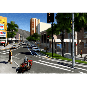 Busy Town Intersection PNG edi PNG with transparent background