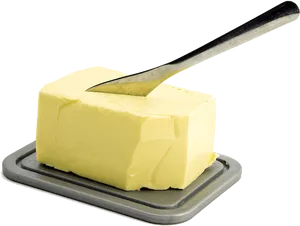 Butter Blockwith Knife PNG Image