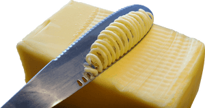 Butter Blockwith Knife Curls PNG image with transparent background