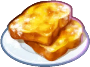 Buttered_ Toast_on_ Plate PNG Image