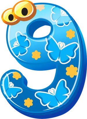 Butterfly Number9 Graphic PNG Image