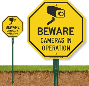 C C T V Warning Signs PNG Image