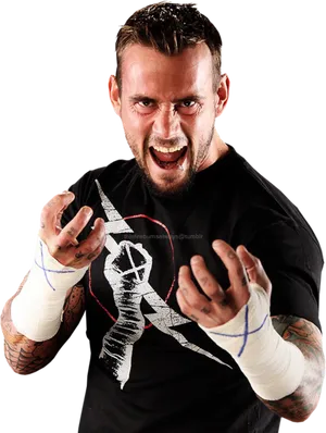 C M Punk Intense Pose PNG Image