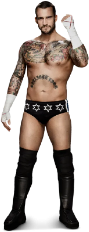 C M Punk Wrestling Pose PNG Image