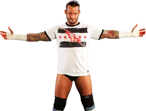 C M Punk Wrestling Pose PNG Image