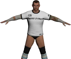 C M Punk Wrestling Pose3 D Model PNG Image