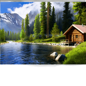 Cabin by the River PNG xru PNG