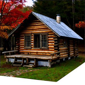 Cabin in Autumn Foliage PNG mnr42 PNG