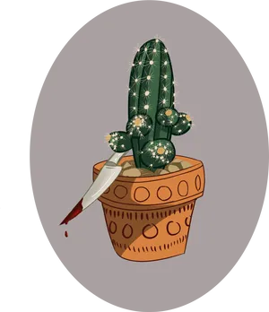 Cactus Painting Mishap PNG Image