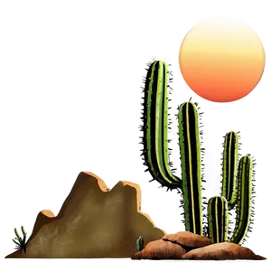 Cactus Sunset Landscape Png 06282024 PNG Image