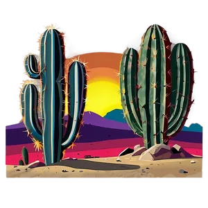 Cactus Sunset Scene Png Ymi PNG Image