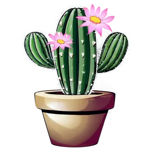 Cactus With Pink Flowers Png Xlv13 PNG Image