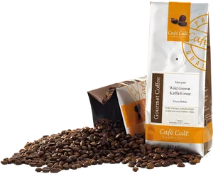 Cafe Cult Gourmet Coffee Packaging PNG Image