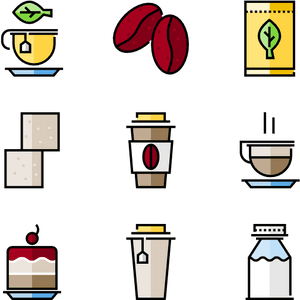 Cafe Icons Collection PNG with transparent background