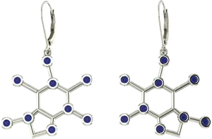 Caffeine Molecule Earrings PNG Image