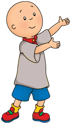 Caillou Cartoon Character Gesture PNG Image