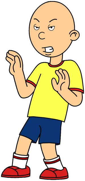 Caillou Cartoon Character Standing PNG Image