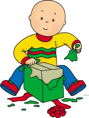 Caillou Opening Gift PNG Image