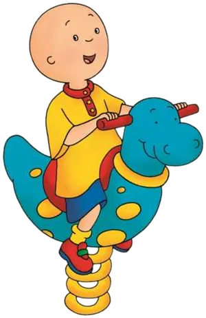 Caillou Riding Spring Dragon PNG Image