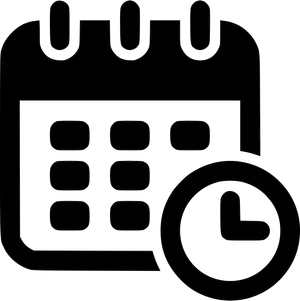 Calendar Clock Icon Blackand White PNG Image