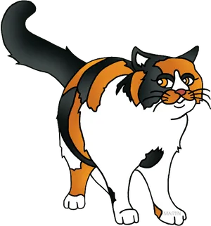 Calico Cat Cartoon Illustration PNG Image