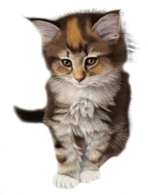 Calico Kitten Illustration PNG Image